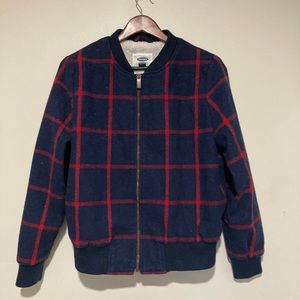 Old Navy Plaid Wool Bomber Jacket